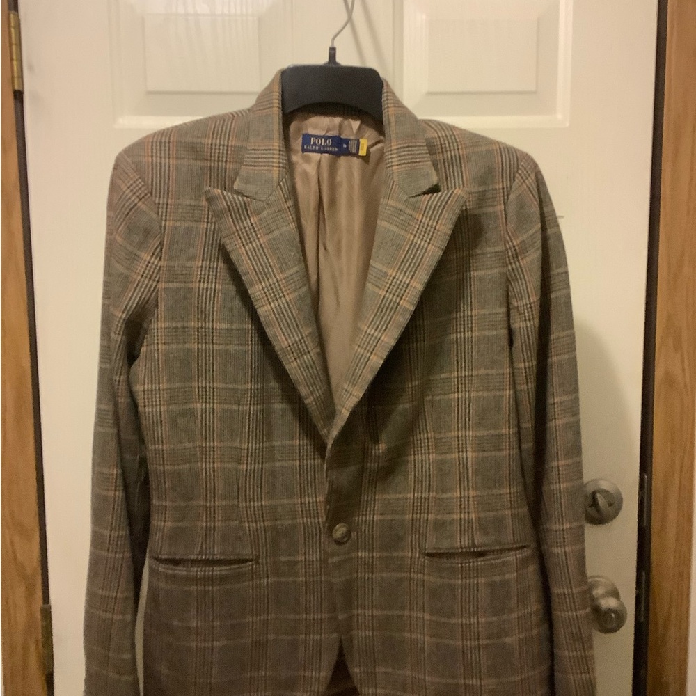 Ralph Lauren Women’s Black & Brown Plaid Suit Sport Coat